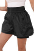 Solid Satin Elastic High Waist Pocketed Casual Shorts