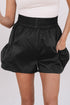 Solid Satin Elastic High Waist Pocketed Casual Shorts