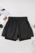 Solid Satin Elastic High Waist Pocketed Casual Shorts