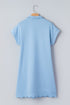 Solid Scalloped Hem Button Neck Pullover Mini Dress