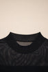 Solid Sheer Mesh Patchwork Cap Sleeve Tee