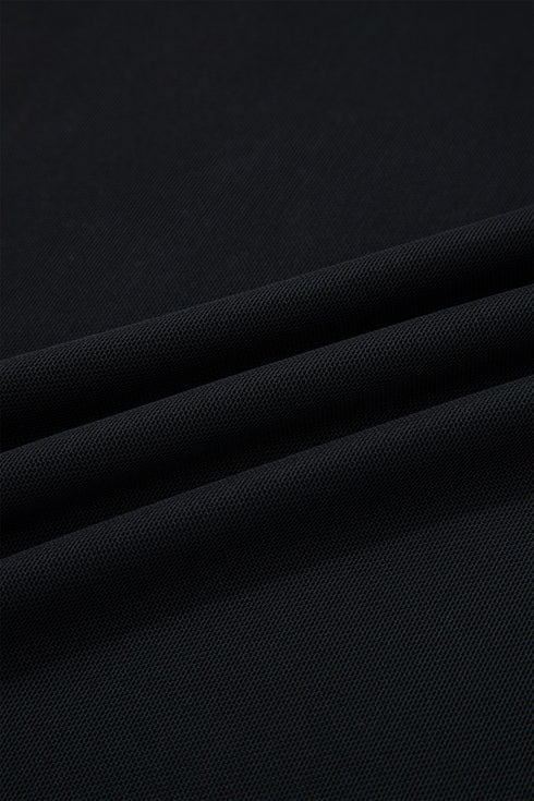 Solid Sheer Mesh Patchwork Cap Sleeve Tee