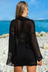Solid Sheer Tunic Drawstring Shorts Two Piece Beach Cover Up