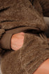 Solid Sherpa Fleece Zip Up Hoodie Loungewear Short Set