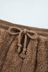 Solid Sherpa Fleece Zip Up Hoodie Loungewear Short Set