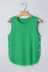 Solid Side Button Round Neck Knit Sleeveless Sweater Vest