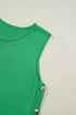 Solid Side Button Round Neck Knit Sleeveless Sweater Vest
