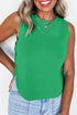 Solid Side Button Round Neck Knit Sleeveless Sweater Vest