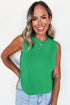 Solid Side Button Round Neck Knit Sleeveless Sweater Vest