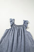 Solid Sleeveless Ruffled Shirred Neckline Denim Tank Top