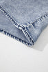 Solid Sleeveless Ruffled Shirred Neckline Denim Tank Top