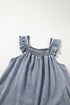 Solid Sleeveless Ruffled Shirred Neckline Denim Tank Top