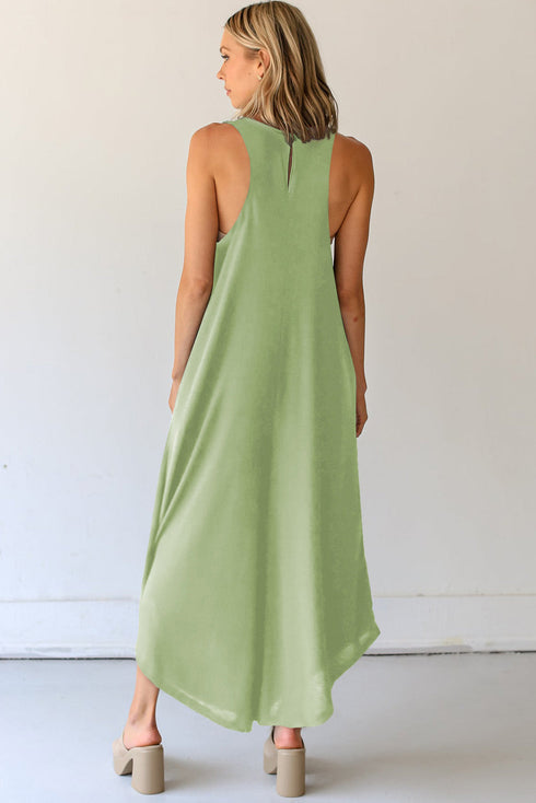Solid Sleeveless V Neck Pocketed Wide Leg Jumpsuit