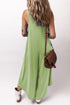 Solid Sleeveless V Neck Pocketed Wide Leg Jumpsuit