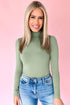 Solid Slim Fit High Neck Basic Long Sleeve Top