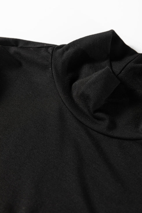 Solid Slim Fit High Neck Basic Long Sleeve Top
