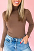 Solid Slim Fit High Neck Basic Long Sleeve Top