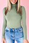 Solid Slim Fit High Neck Basic Long Sleeve Top