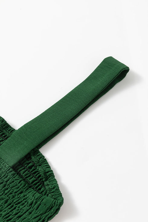 Solid Smocked Bodice Sleeveless Pocketed Romper