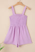 Solid Smocked Bodice Sleeveless Pocketed Romper