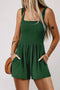 Solid Smocked Bodice Sleeveless Pocketed Romper