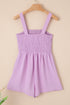 Solid Smocked Bodice Sleeveless Pocketed Romper