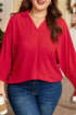 Solid Smocked Cuff Dolman Sleeve Oversized Tunic Blouse