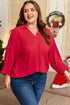 Solid Smocked Cuff Dolman Sleeve Oversized Tunic Blouse