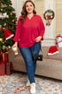 Solid Smocked Cuff Dolman Sleeve Oversized Tunic Blouse