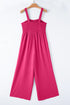 Solid Smocked Square Neck Sleeveless Pocket Jumpsuit
