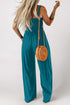 Solid Smocked Square Neck Sleeveless Pocket Jumpsuit