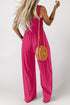 Solid Smocked Square Neck Sleeveless Pocket Jumpsuit