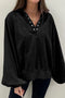 Solid Snap Buttons Collared Balloon Sleeve Oversized Sweatshirt