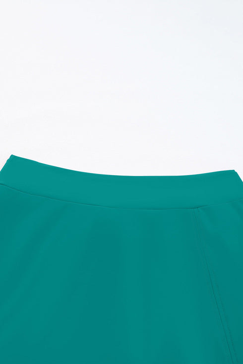 Solid Square Neck Sleeveless Tankini Swimsuit