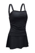 Solid Square Neck Sleeveless Tankini Swimsuit