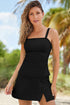 Solid Square Neck Sleeveless Tankini Swimsuit