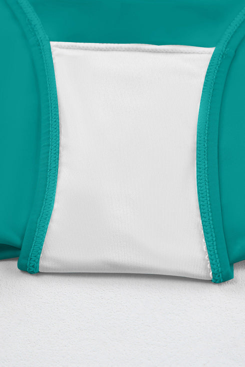 Solid Square Neck Sleeveless Tankini Swimsuit