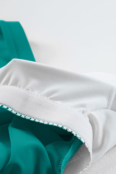 Solid Square Neck Sleeveless Tankini Swimsuit