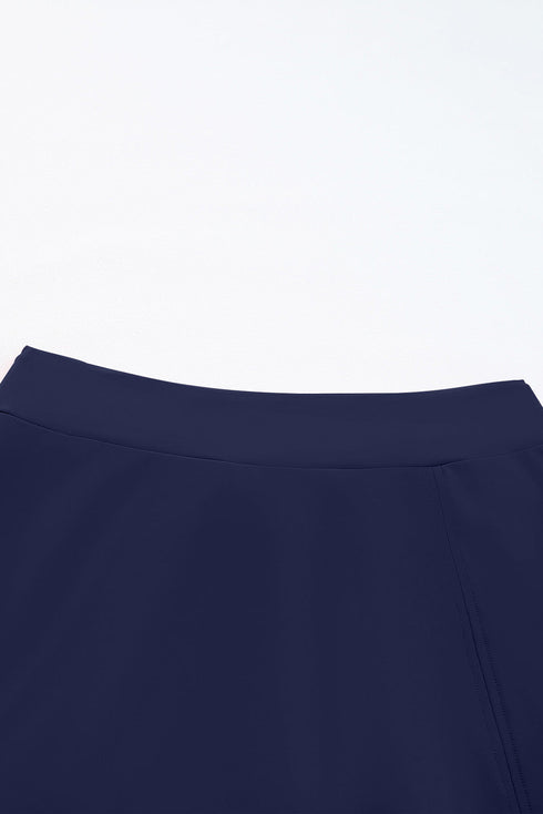 Solid Square Neck Sleeveless Tankini Swimsuit