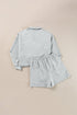 Solid Stand Neck Zipped Sweatshirt Casual Short Sets