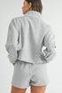 Solid Stand Neck Zipped Sweatshirt Casual Short Sets