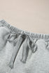Solid Stand Neck Zipped Sweatshirt Casual Short Sets