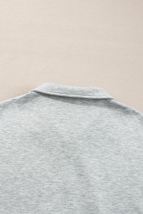 Solid Stand Neck Zipped Sweatshirt Casual Short Sets