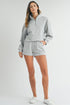 Solid Stand Neck Zipped Sweatshirt Casual Short Sets