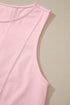 Solid Stitched Detail Loose Tank Top Short Set