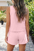 Solid Stitched Detail Loose Tank Top Short Set
