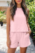Solid Stitched Detail Loose Tank Top Short Set