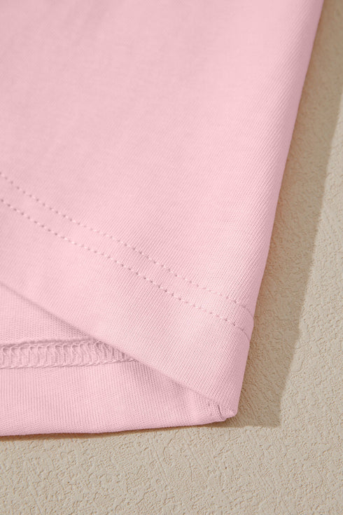 Solid Stitched Detail Loose Tank Top Short Set