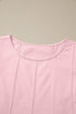 Solid Stitched Detail Loose Tank Top Short Set