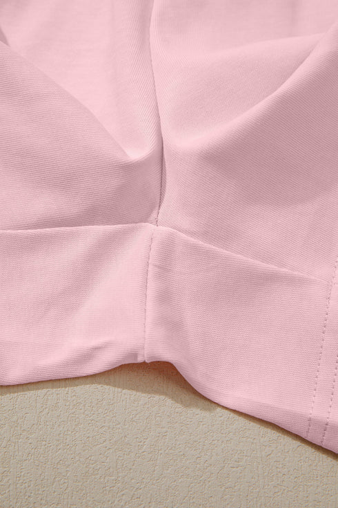 Solid Stitched Detail Loose Tank Top Short Set